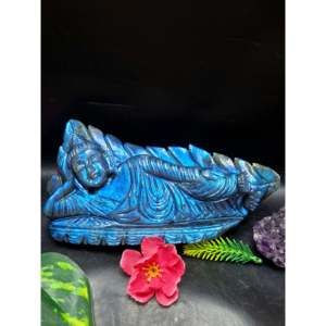 Labradorite Parinirvana <b>Buddha</b> Carving with Blue Flash Spiritual Home Decor & Healing <b>Stone</b> - Product Image 1
