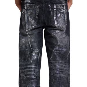 Fabricante de Jeans, Jeans de Mezclilla de Alta Calidad, Corte Recto Ajustado, Estilo Vintage para Hombre, Lavado Negro, Acabado Metálico Color Gris Metálico - Product Image 5