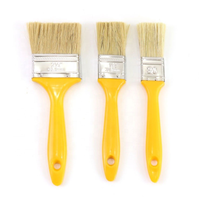Pinceaux à peinture manche en plastique jaune brosse à peinture poils + pinceau à puce synthétique PET pour mur