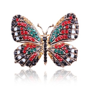 Broche de Mariposa de Aleación de Zinc Ecológico con Diamantes de Imitación y Cristales para Mujer y Niña, Pin de Solapa Vintage Rosa y Azul para Blazer, Boda y Fiesta - Product Image 1