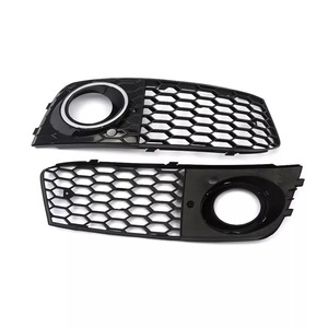 Rejilla de faros antiniebla tipo panal para Audi A4L B8, par de plástico ABS negro con anillos galvanizados, compatible con el parachoques delantero - Product Image 1