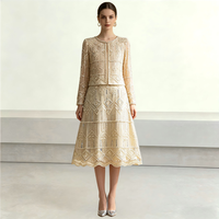 Ensemble de soirée luxueux perlé, ensemble deux pièces modeste, tenue assortie, robe longue à manches longues coupe trapèze pour mariages, fêtes et événements, ODM