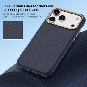 High quality strong magnetic carbon fiber mobile phone <b>case</b> for <b>iPhone</b> 17Air 16 15 14 13 12 shockproof PU back cover - Product Image 2