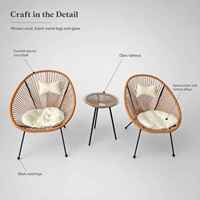Ensemble de tables et chaises de salle à manger en rotin PE de style nordique contemporain - Mobilier d'extérieur écologique, couleur personnalisable pour balcon, patio, hôtels