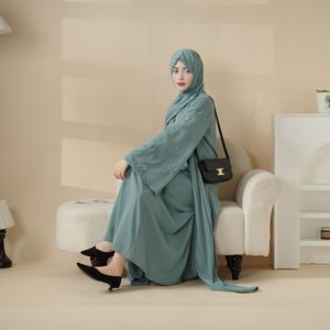 थोक सुरुचिपूर्ण महिलाओं के कपड़े कढ़ाई लिनन अबाया ओपन डुबाई ड्रेस और वसंत ऋतु के मौसम के लिए एंटी-स्टैटिक लुबल - Product Image 1