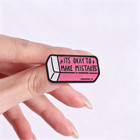Épinglette en émail rose avec slogan 'Eraser', badge décoratif en métal pour sac à dos, veste, sac, citation positive, accessoire de mode, ornement