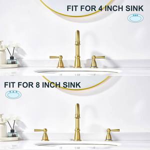 Gold <b>Brushed</b> Classic Dual Handle Widespread 3 Hole 8" Bathroom Faucet - Product Image 4