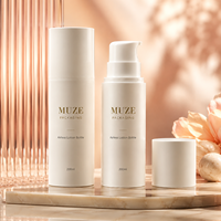 Vente en gros de flacons de lotion sans air en plastique PET de 200 ml, luxueux et mats, avec pompe cosmétique, impression personnalisée du logo et de l'étiquette