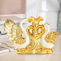 Vase cygne en céramique pour décoration de la maison armoire de salon table cadeau créatif oeuvre en porcelaine