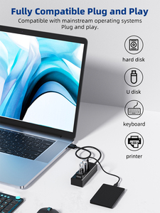 Hub <span class=keywords><strong>portable</strong></span> ultra-fin en alliage d'aluminium 4 ports USB 3.0 PD100W/ 2.1/LAN/USB pour ordinateur <span class=keywords><strong>portable</strong></span>/<span class=keywords><strong>PC</strong></span>/souris/clavier - Stock WFWYEAR - Product Image 5