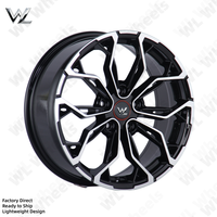 Nouvelles jantes Walle en alliage d'aluminium noir brillant, face usinée, concave profond 7J ET40, 17 pouces, 5x114.3, garantie 3 ans pour voitures particulières