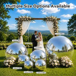 Boule miroir géante réfléchissante en PVC argenté brillant, globe de neige gonflable, arche de fête disco, ballon publicitaire pour tente de Noël - Product Image 4