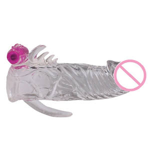 Grote Lul Man Sex Erectie Speelgoed <span class=keywords><strong>Extender</strong></span> Vibrerende Lange Penis Sleeve - Product Image 1