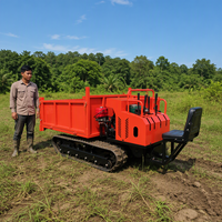 Dumper sur chenilles à moteur refroidi par air, avec sièges et pelles hydrauliques, pour le déplacement de matériaux de serre