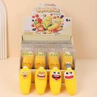 Jouet à presser anti-stress en forme de légumes et fruits de dessin animé (arachide, maïs, fraise) avec visages amusants, cadeau de fête