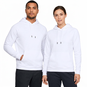 Sudadera con Capucha Unisex Blanca, de Felpa, Talla Grande, Color Sólido, Elegante, Informal, para Otoño, 100% Algodón, Transpirable y Ecológica - Product Image 1