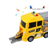 Camion tracteur d'ingénierie à roues libres pour enfants, camion porte-conteneurs, camion de transport, voiture avec 6 véhicules miniatures en métal moulé sous pression