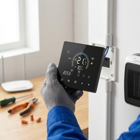Termostato Inteligente con Pantalla Táctil y Wi-Fi para Calefacción por Suelo Radiante, Diseño Plegable, Sistemas de Caldera Hidrónica, Operación Android, 90V-240V, Color Negro