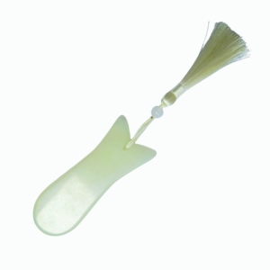 Elegant Pure Xiuyu <b>Jade</b> Gua Sha Massager Fish-Design Facial Scraper with Silk Tassel for Spa and Home Ornament - Product Image 5
