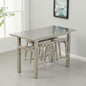 Stainless Steel Cafeteria <b>Table</b> With Stools 120Cm Length For Restaurant And School Use - Product Image 2