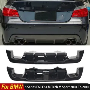 StarNav สำหรับรถยนต์ซีรีส์ 5 E60 E61 M Tech M Sport ปี 2004 ถึง 2010 ชุดแต่งดิฟฟิวเซอร์กันชนหลังแบบ Quad Out Lip Guard Spoiler Boot Tuning - Product Image 5
