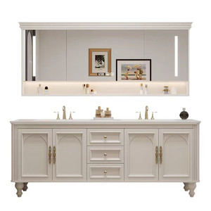 Luxury Retro Smart Makeup Double Sink Bathroom Vanity LED Light Strip Defog Function - Product Image 1