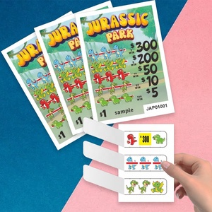 Cartes à languettes dinosaures mignonnes, tailles personnalisées, logo, papier recyclable, impression offset, loterie à languettes, montant du prix aléatoire - Product Image 5