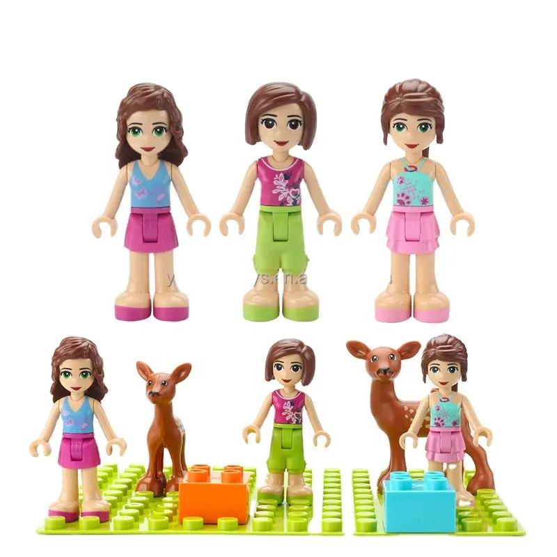Fashion Girl Building Block Plastic Toy Can Be Used As A Scene Supplement Three Different Hairstyles Cartoon Character
