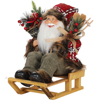 Ornamen liburan patung Santa Claus dekorasi pesta Natal tradisional 30 ~ 180cm kain Glitter bubuk Ski tas hadiah