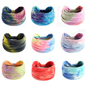 All'ingrosso elastico arcobaleno Yoga sport <span class=keywords><strong>testa</strong></span> avvolge sudore elastico assorbimento annodato ampio Tie Dye fasce per la <span class=keywords><strong>testa</strong></span> da donna - Product Image 5