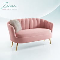Canapé d'attente de luxe pour salon, causeuse moderne en velours pour réception, mobilier de salon de beauté, fauteuil lounge rose personnalisé pour salon de coiffure, onglerie et spa ZENNE