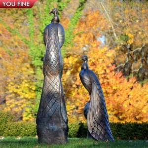 Decoración de jardín al aire libre Estatua de pájaro de <span class=keywords><strong>metal</strong></span> Escultura de pavo real de bronce - Product Image 3