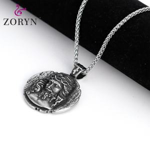 Colliers pendentifs Couronne d'épines de Jésus en acier inoxydable, croix religieuse vintage en acier titane, bijoux de mode pour hommes - Product Image 2