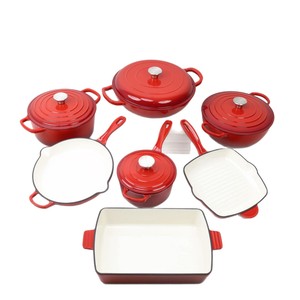 Set di pentole e pentole da cucina in <span class=keywords><strong>ghisa</strong></span> smaltata da 7 pezzi Set di pentole antiaderenti con coperchio per la casa di famiglia e la cucina - Product Image 4