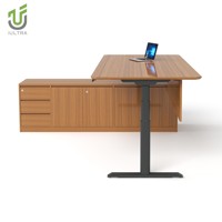 Bureau d'ordinateur debout en forme de L à double moteur électrique IULTRA Design moderne avec fonction réversible pour des configurations d'angle flexibles