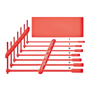 Sistema de almacenamiento con tablero perforado de plástico con herramientas y etiquetas rojas para la organización del almacén - Product Image 2