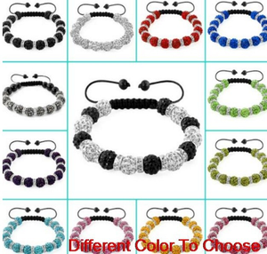10mm Full Pave Crystal <strong>Bracelet</strong> Handmade Braided Adjustable <strong>Bracelet</strong> Multicolor Rhinestone Clay Bead Ball Wristband - Product Image 2