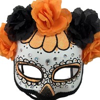 Masques de bal masqué mexicain pour Halloween - Jour des Morts - Masque fantôme fleuri