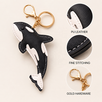 Porte-clés en cuir PU Orca, adorable breloque animale marine, pendentif pour sac, accessoire de sac à dos, cadeau