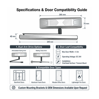 Ouvre-porte battant horizontal intelligent 24V DC pour porte en aluminium, vente en gros, fonctionnement silencieux, installation facile, qualité professionnelle