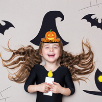 Nouveaux chapeaux en papier d'Halloween chat noir Vampire Ball Festival décorations brodées PVC Dressing chapeaux patchs de fête pour la fête