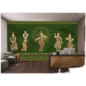 Phong cách dân tộc nhảy múa cô gái trang trí bức tranh tường Thái spa <span class=keywords><strong>massage</strong></span> Câu lạc bộ tường bao gồm khách sạn B & B hình nền - Product Image 5