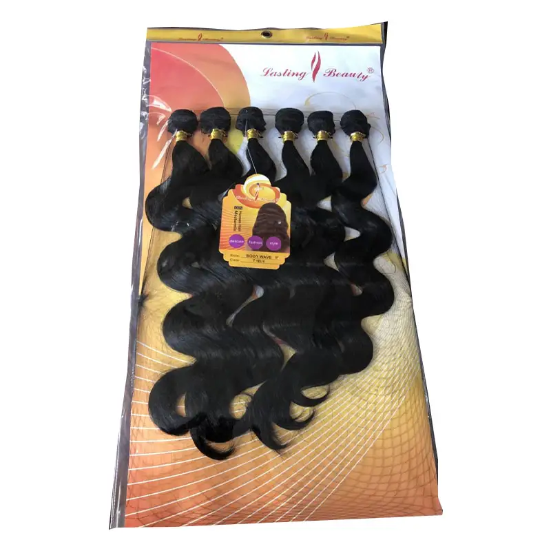 22" 200g kinky culr human hair synthetic blend bundles set pack wholesale synthetic hair bundle