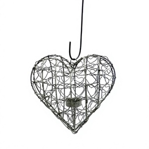 Heart Shape Iron <b>Wire</b> <b>Hanging</b> Tea Light Candle Holders With Antique Finished For Home Christmas Holiday Decoration - Product Image 1