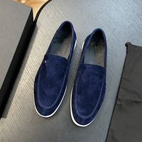Mocassins en cuir nubuck de créateur, semelle blanche souple de luxe, chaussures décontractées élégantes