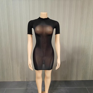 ชุดเดรสสั้นรัดรูปเซ็กซี่สไตล์ยุโรปอเมริกัน รุ่น FF1476 เนื้อผ้ายืดหยุ่นเป็นพิเศษ เงางาม ซีทรู ทรงดินสอ เหมาะสำหรับใส่ไปเที่ยวคลับ - Product Image 4