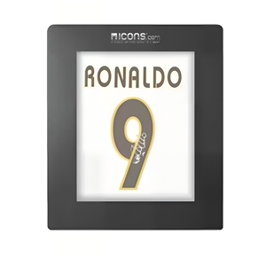 Maillot de football authentique signé Ronaldo 9, certifié PSA Beckett Icons, encadré, avec certificat d'authenticité (COA) - Product Image 1