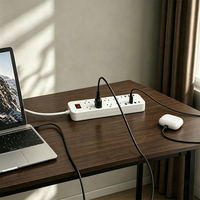 Regleta de Enchufes Estándar de EE. UU. con 10A, 4 Puertos USB-A, Tipo-C PD, 8 Tomas de Corriente, Extensión Multi-Enchufe para Hogar, Oficina, Dormitorio
