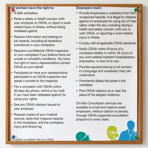 Affiche de sécurité et de santé au <span class=keywords><strong>travail</strong></span> OSHA 60x90cm pour la conformité à la législation <span class=keywords><strong>du</strong></span> <span class=keywords><strong>travail</strong></span>, ressources pédagogiques certifiées CE ISO ROHS CNAS SGS - Product Image 1
