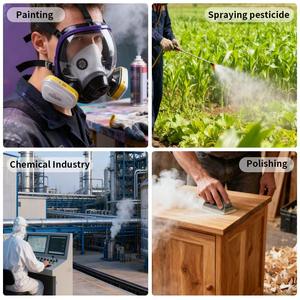 Masker <span class=keywords><strong>Gas</strong></span> wajah penuh Anti racun, Respirator silikon dapat digunakan kembali dengan kotak Filter karbon aktif ganda - Product Image 6